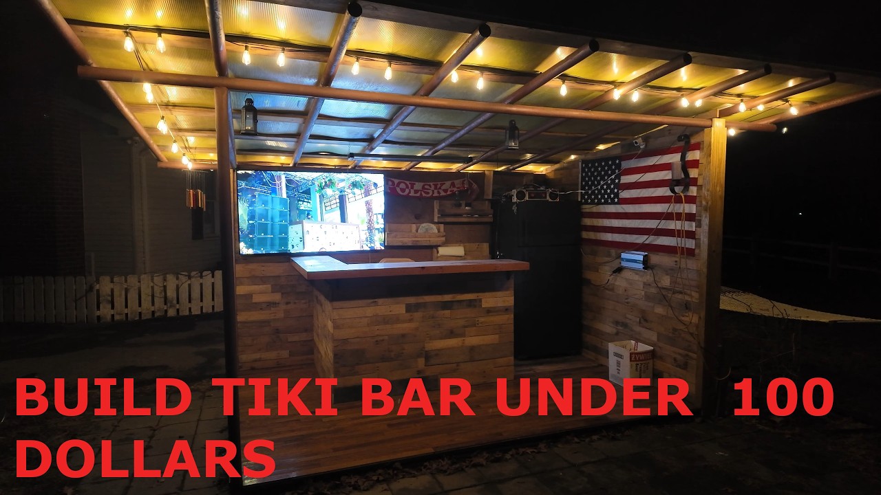 Building Tiki Bar DIY #backyardbar #pubshed #mancave #sheshed #patioTranscript