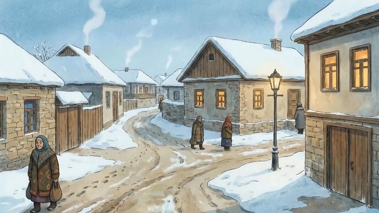 ❄️ A slow winter day in the Azerbaijani countryside… warm food, soft snow, and peaceful silence