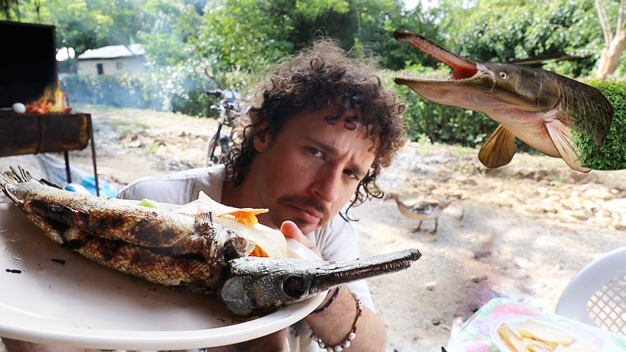 Probando el pez dinosaurio PEJELAGARTO | Chiapas