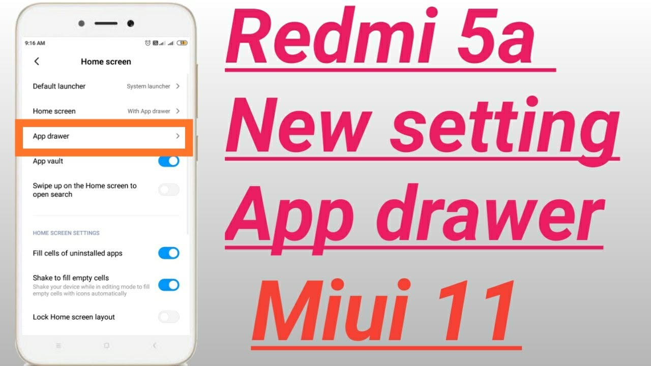 Redmi 5a new feature App drawer no third party app