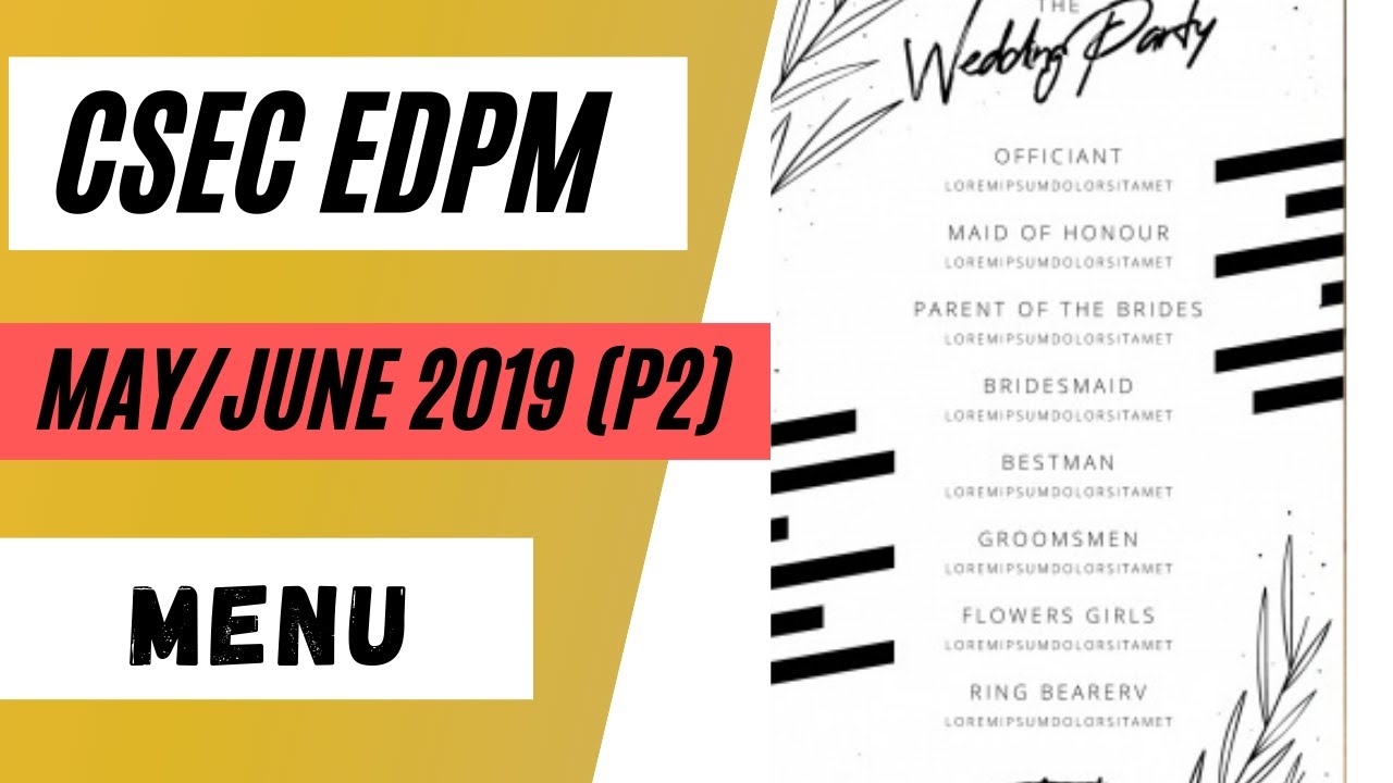 CSEC EDPM| 2019 (P2) МЕНЮ