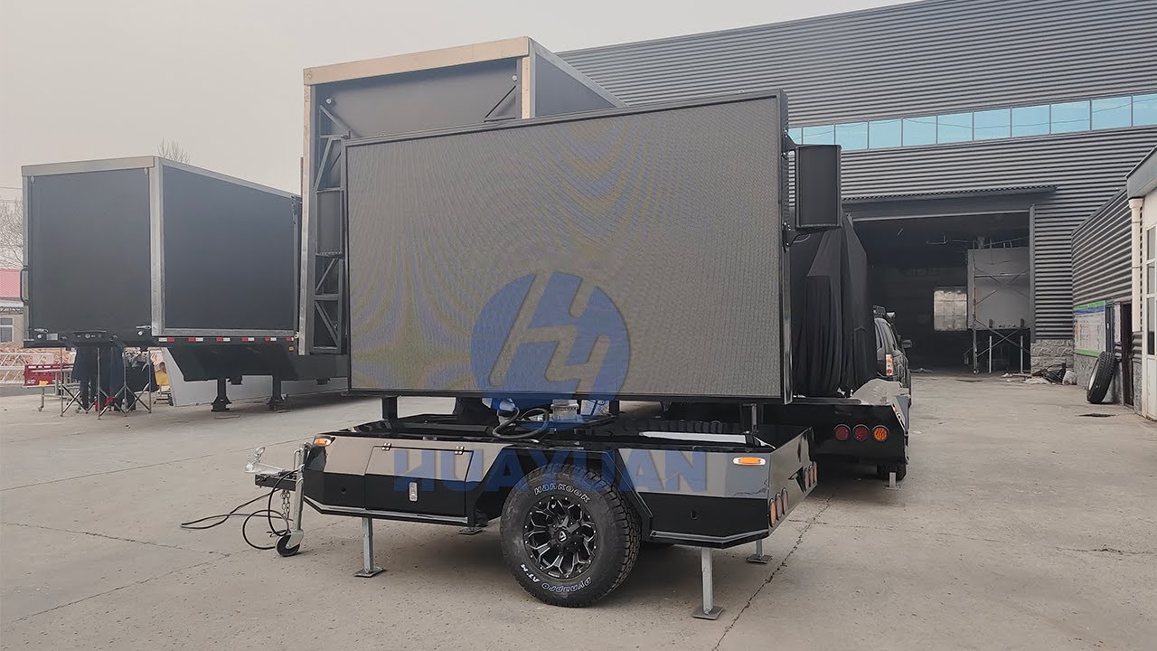led screen trailer maker HUAYUAN mobile stage used for live concert video Advertising release