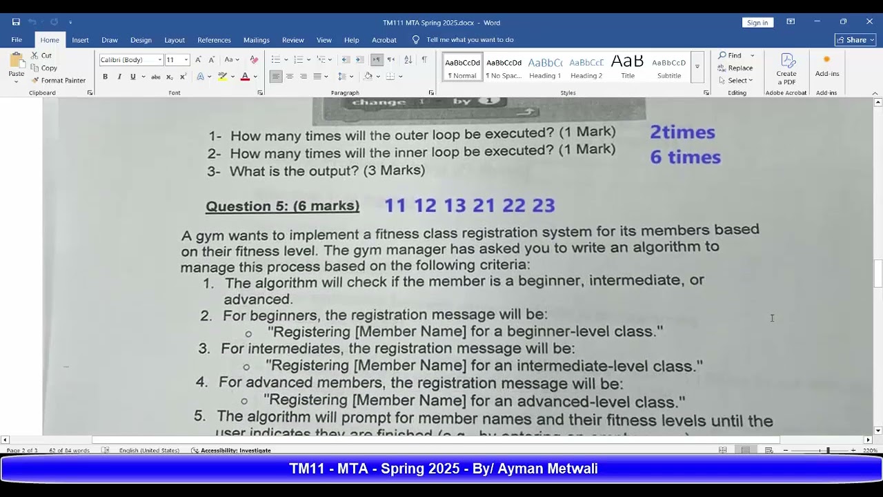 TM111 - MTA Spring 2025 - By/ Ayman Metwali