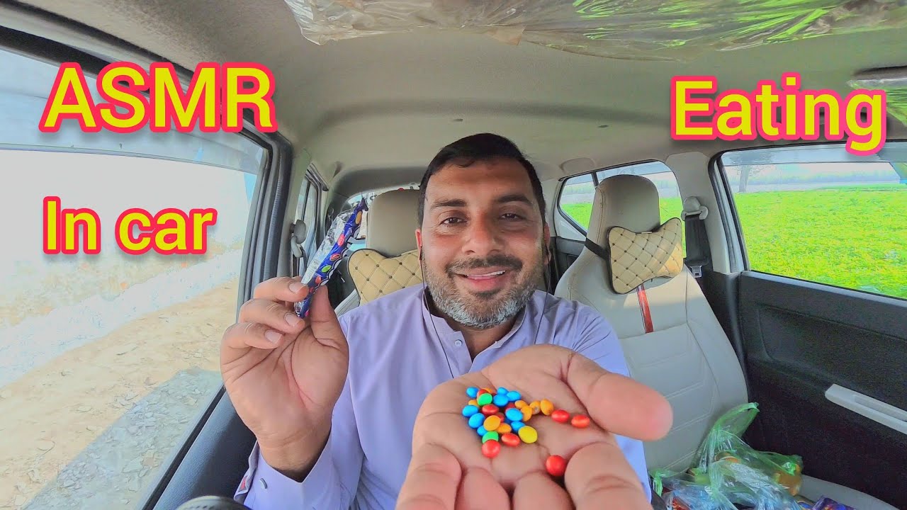ASMR eating in car $20 mouth 👄 sounds chewing gums