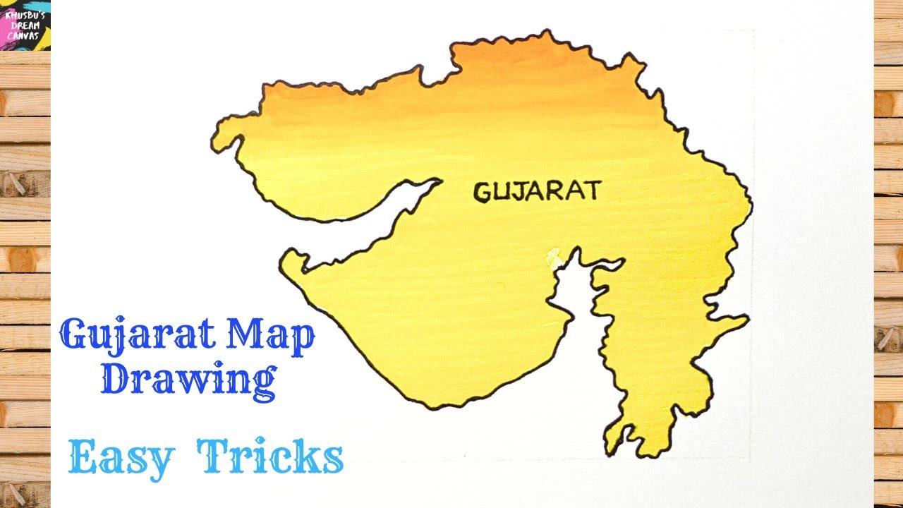 How to Draw Gujarat Map Step by Step for Students & Beginners