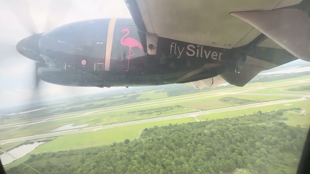 Silver Airways ATR-72 take off and climb from Orlando 