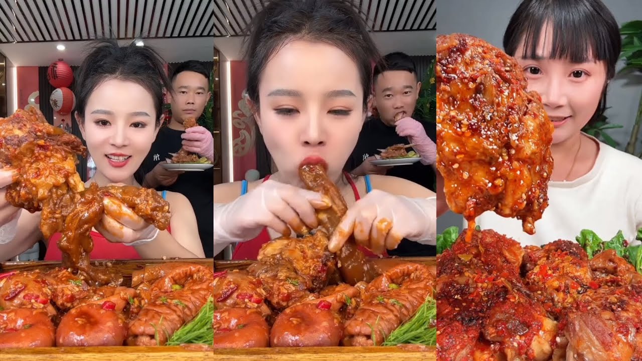 ASMR MUKBANG | BRAISED PORK KNUCKLE, PORK CHUSTA EATING