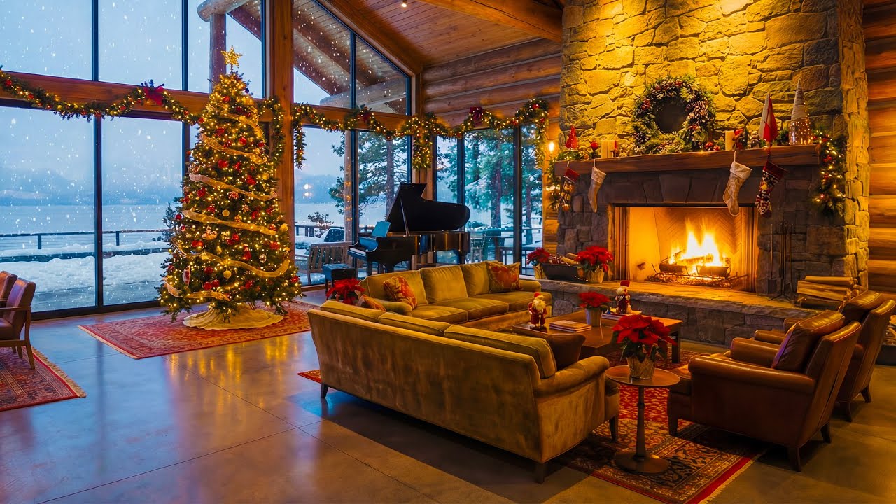 Christmas Jazz & Glowing Fireplace | Elegant Holiday Ambience for Calm Winter Nights
