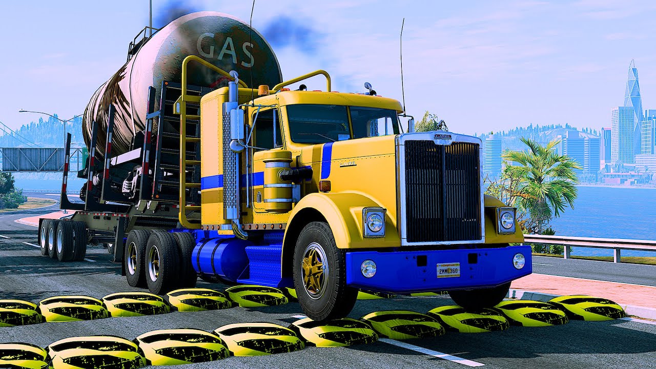 Trucks and Cars vs speed bumps | BeamNG Drive 370