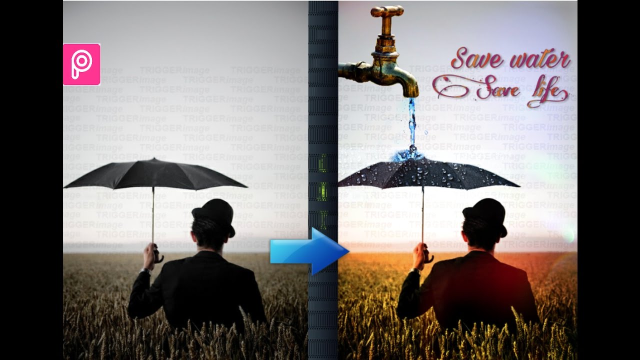 How to make amazing save water poster  by picsart.#6