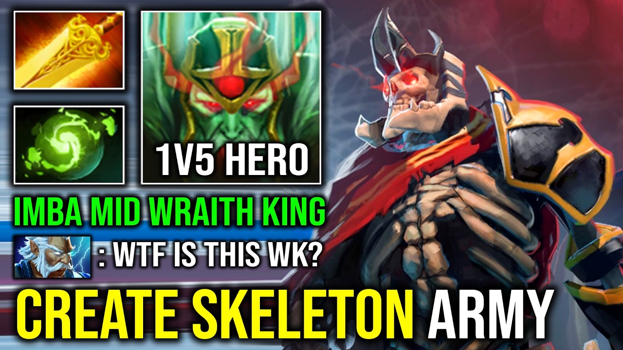 WTF Create Unlimited Skeleton Army Solo Mid Wraith King Against Zeus with Aghanim Refresher Dota 2