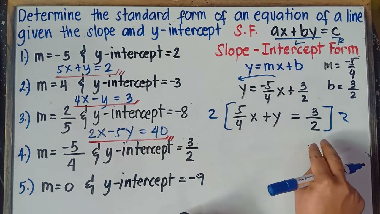 How to Get the Standard Form of a Line from Slope & y-Intercept | Step by Step Guide | G8 | Q3 |