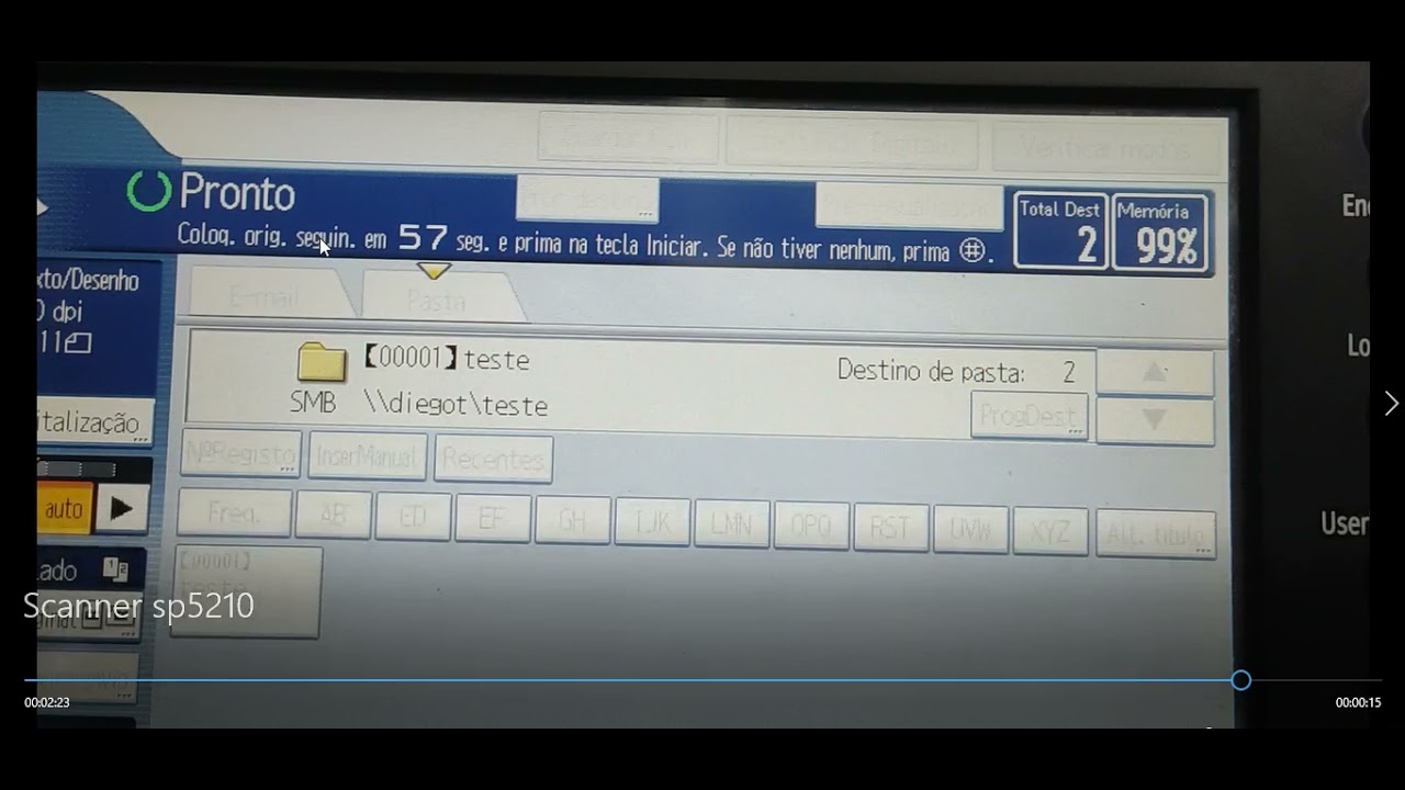 ( Digitalizar ) Scanner direto para pasta protocolo SMB SP5210 Ricoh