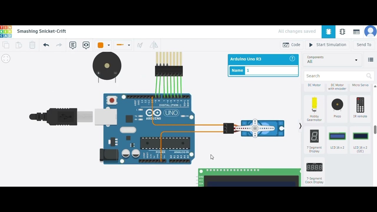 Password For Door Lock by Using Arduino R3  # Thinker cad Tutorial