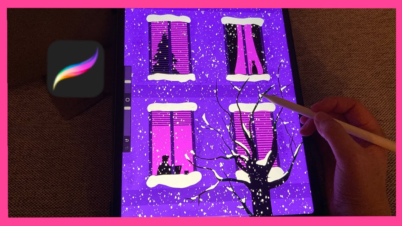 Male eine winterliche Stadt in Procreate 😍 Tutorial für Anfänger (Digital Art Cityscape)