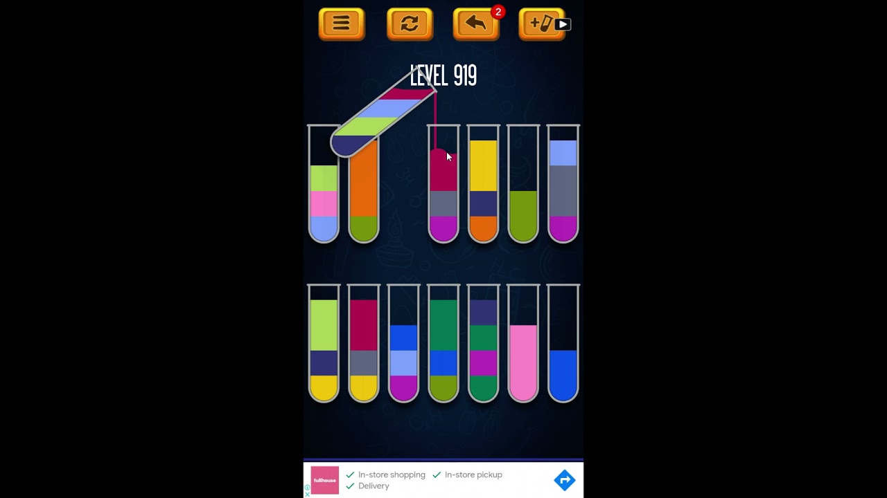 Water Sort Puzzle - Color Liquid Sorting Game Level 919 Solution