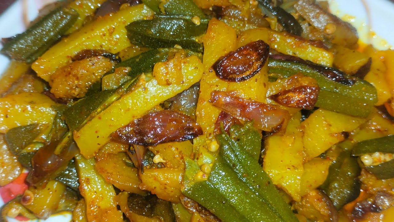 🥔🍛 নতুন স্বাদের ঢেঁড়স আলু দিয়ে শুকনো শুকনো ঝাল রেসিপি /Bhindi Aloo Masala recipe in Bengali 👩🏻‍🍳👌👌