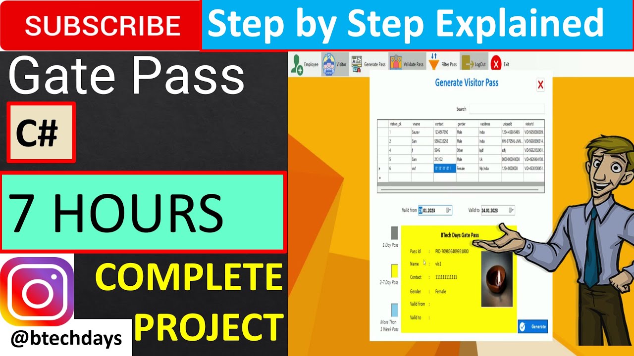 Gate Pass in Csharp (C#, Visual Studio, MSSQL Server) Complete Project (step by step)