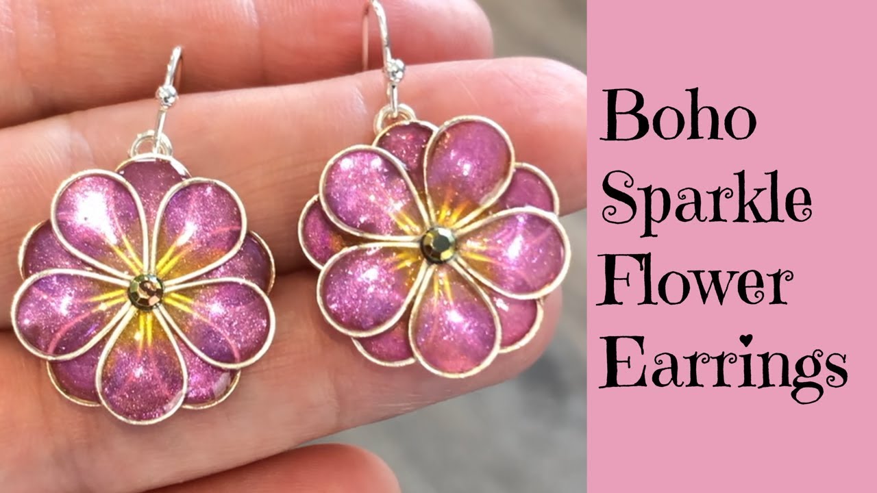 Creating UV Resin Sparkle Flower Earrings Jewelry DIY UV Resin Tutorial