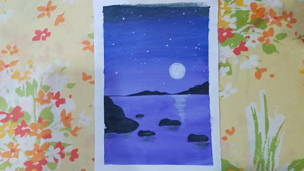 DARKNIGHT SECENERY DRAWING|#drawingforkids |#beginnersdrawing |#posterpainting