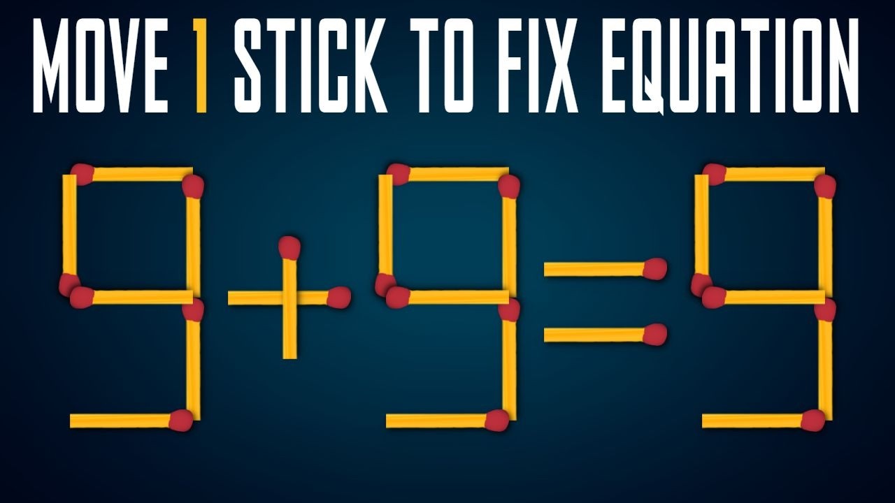 🧠 Move 1 Stick To Make Equation Correct 🧠 - Matchstick Puzzle Quiz