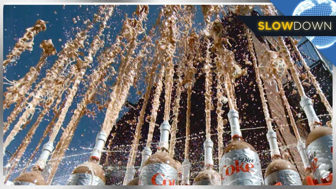 Mentos and Diet Coke Explosion in Slow Motion