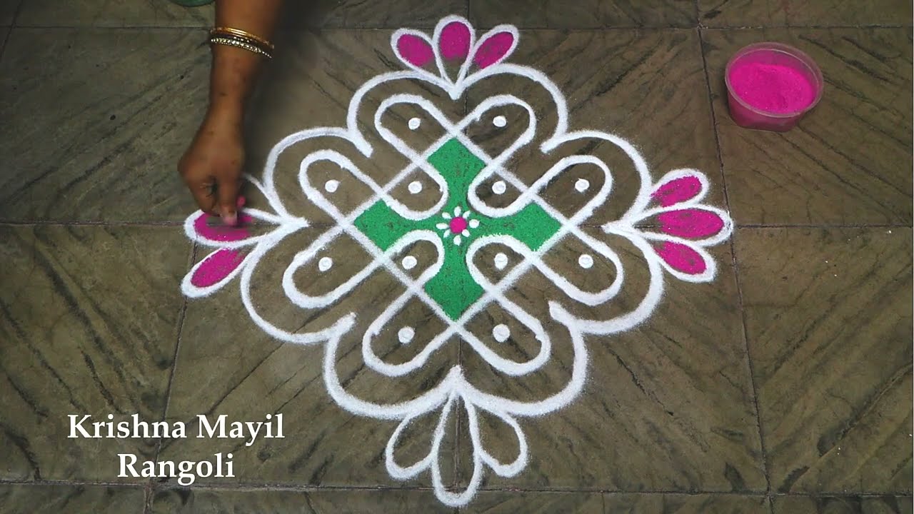 🦚பொங்கல் easy கோலம்| Dailyuse simple rangoli|marghazhi newkolam #friday muggulu #krishnamayilrangoli