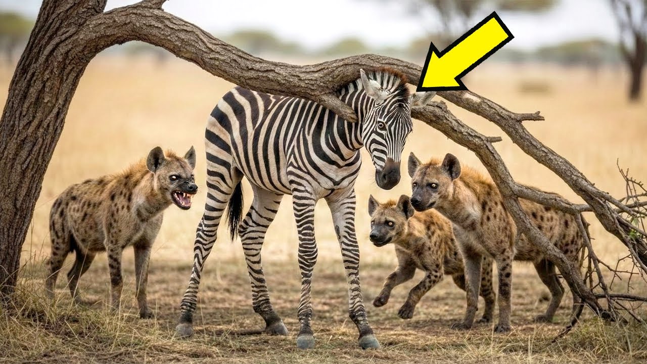 I predatori attaccano un cucciolo di zebra intrappolato tra gli alberi — La madre sconvolge tutti...