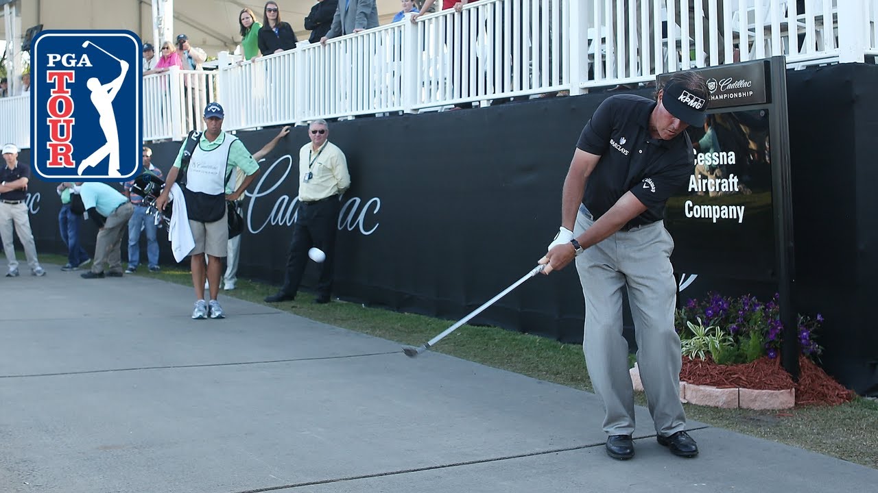 Mickelson's 450-yard drive and shot from cart path leads to birdie | 2013
