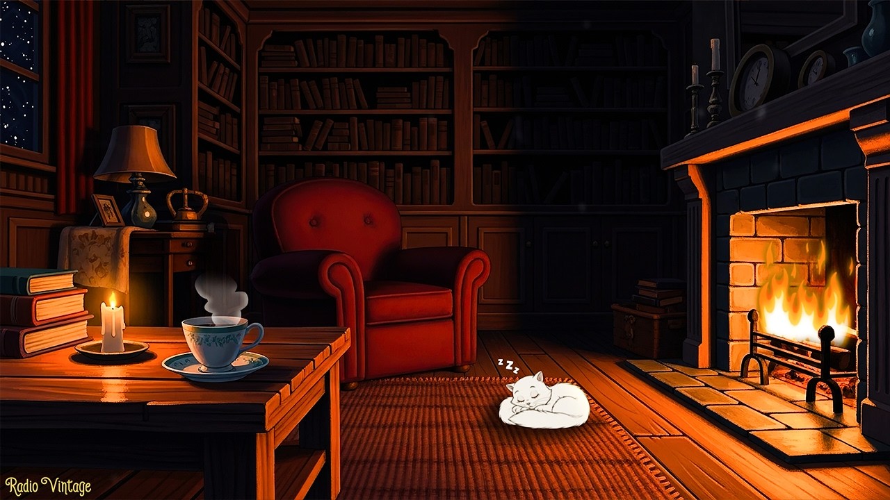 vintage jazz on a snowy 1940's night | cozy fireplace ambience to relax, sleep & unwind