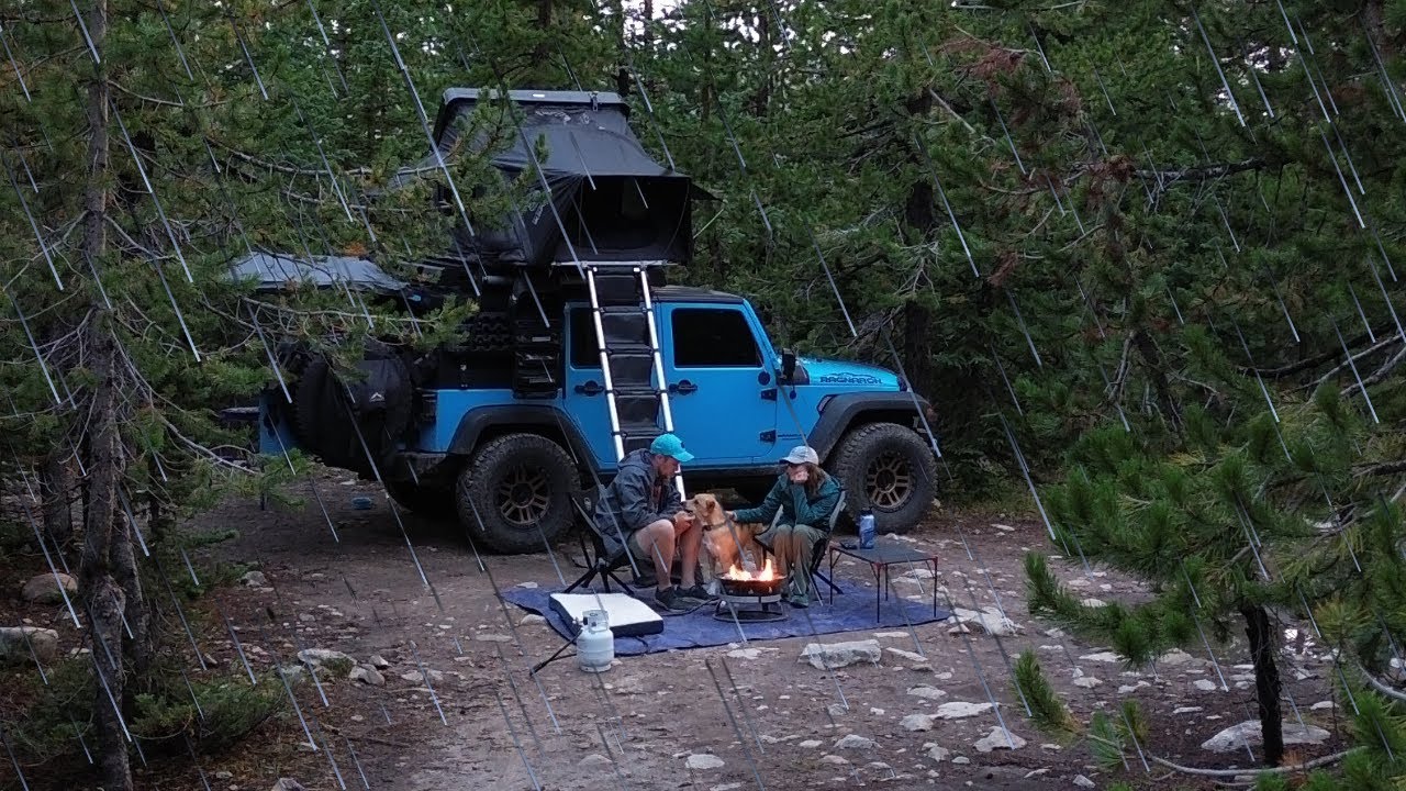 ASMR Camping in RAINY FOREST (4K) Jeep Wrangler with iKamper | Relaxing RAIN Sounds to Sleep To.