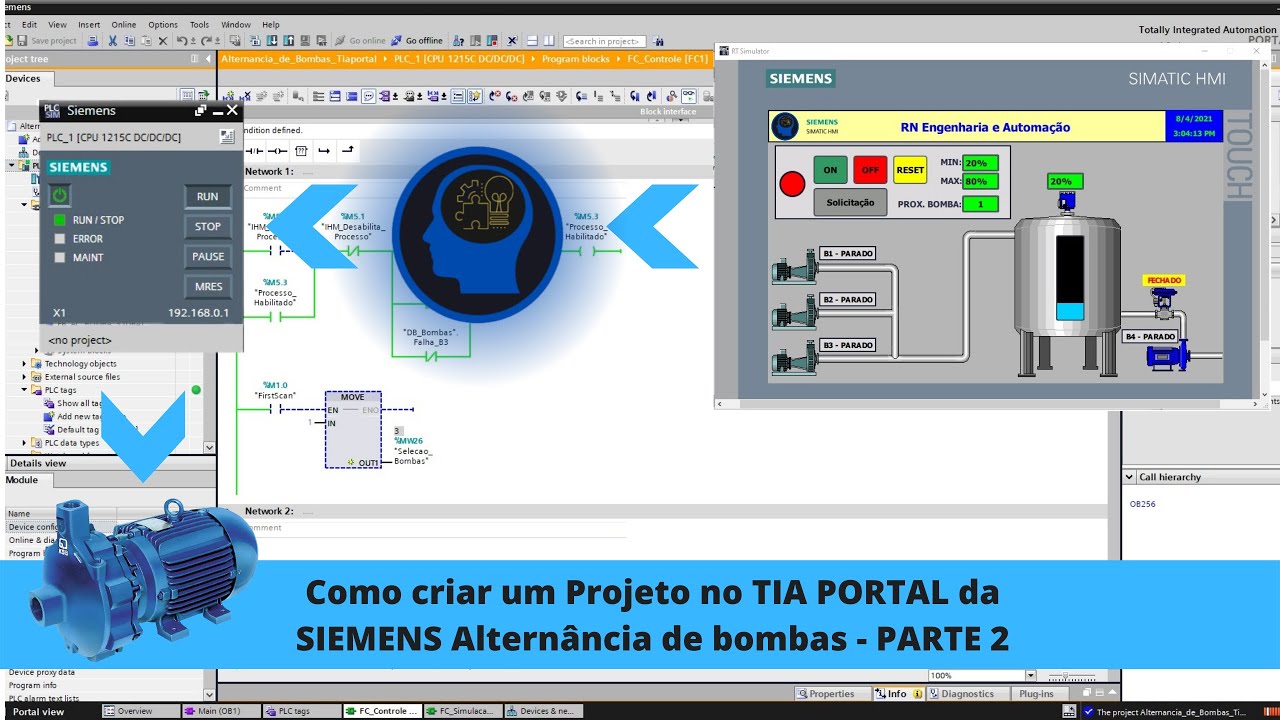 ✅ Como criar um Projeto no TIA PORTAL da SIEMENS Alternância de bombas - PARTE 2 [PASSO A PASSO]