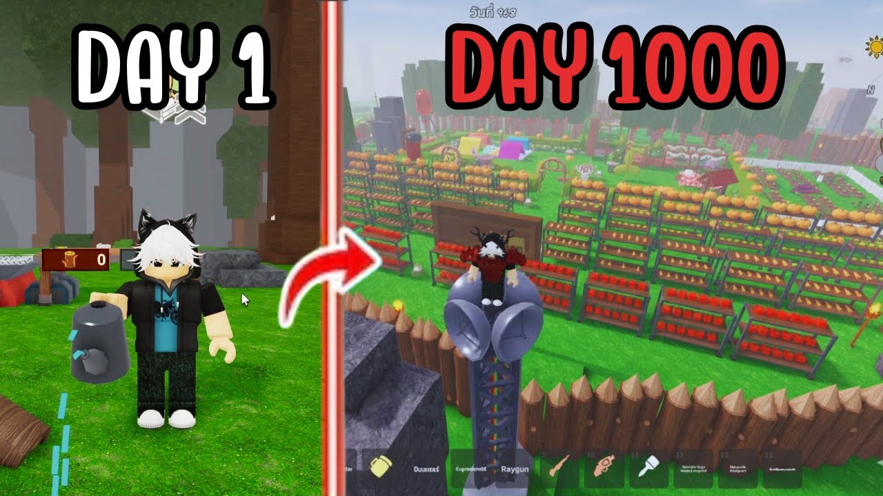 1000 วันในการสร้างแคมป์ฟามผักในฝัน ใน 99 คืนในป่า #99nightintheforest #roblox #99คืนในป่า