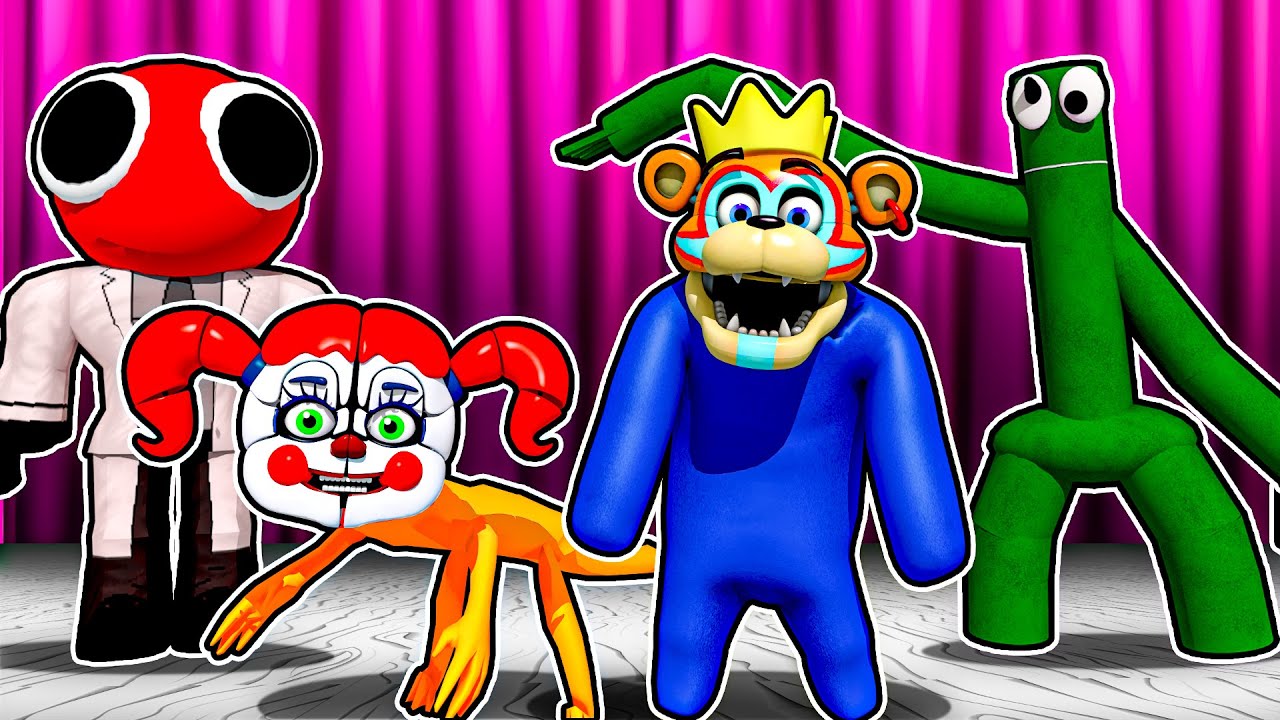 Hunted by RAINBOW FRIENDS with Glamrock Freddy and Circus Baby