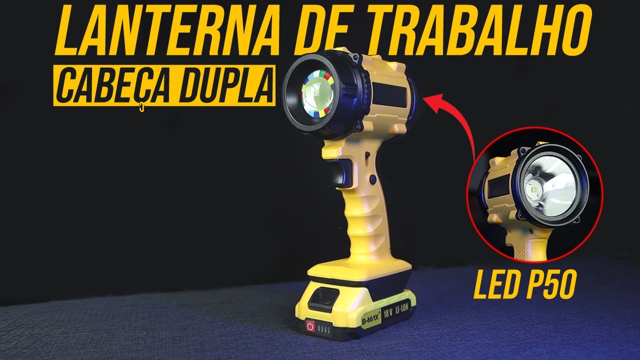 Lanterna de Trabalho com Cabeça Duplo - Usa Bateria de Parafusadeira -  TioChicoShop