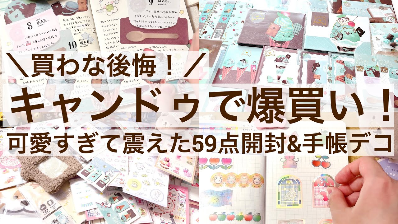 【100均・手帳デコ】買わな後悔！キャンドゥで爆買い！｜可愛すぎて震えた59点開封&手帳デコ📔 2621