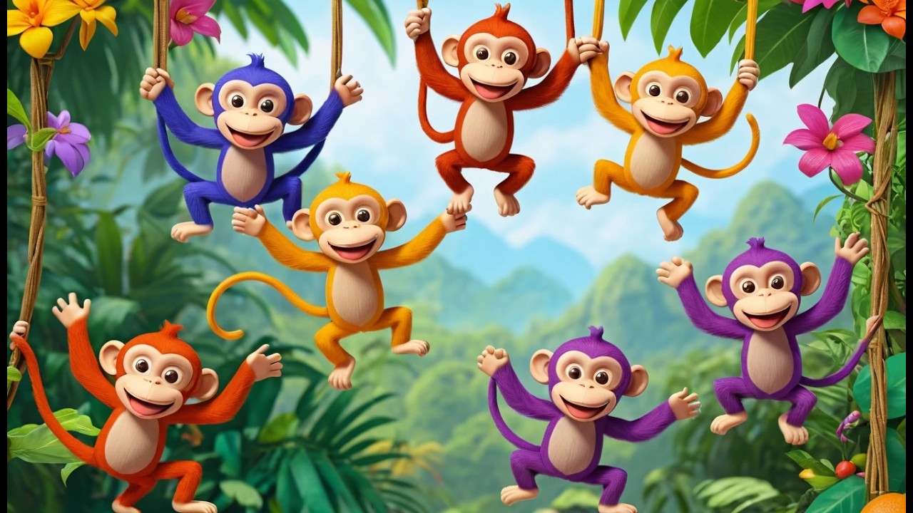 Six Little Toy Monkeys Swing Swing Swing | Fun Counting Song & Nursery Rhymes