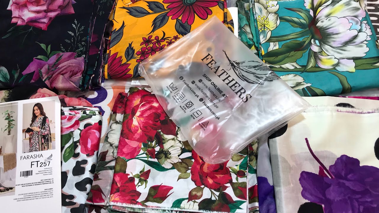 Feathers floral prints Lawn 3 Piece