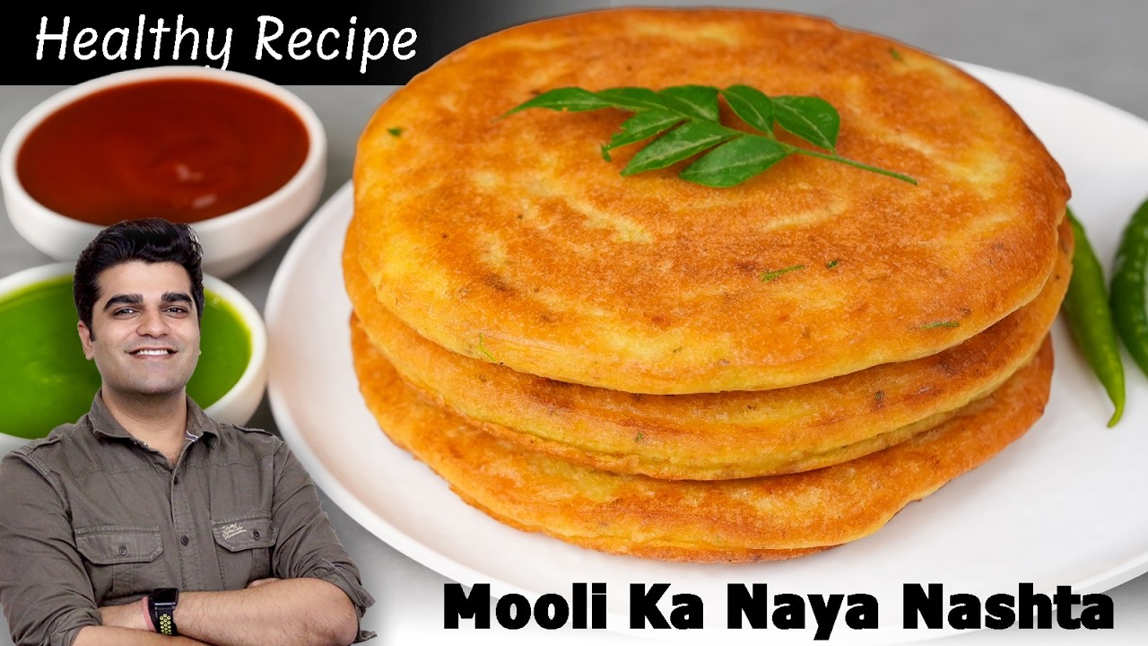 Hi-Protein Desi Indian Pancake | Moonglet Recipe | MOOLI KA Quick Breakfast with CHUTNEY