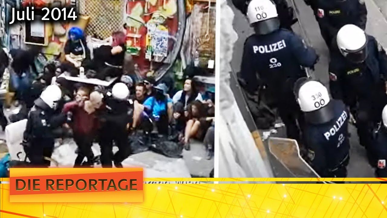 Sitzblockaden & Wasserwerfer: Die Hausbesetzer-Aktivisten im Juli 2014  | Die Reportage | ATV
