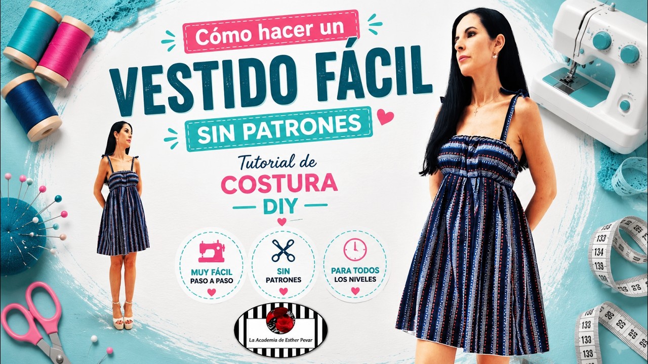 Cómo hacer un VESTIDO FÁCIL,  SIN PATRONES. DIY