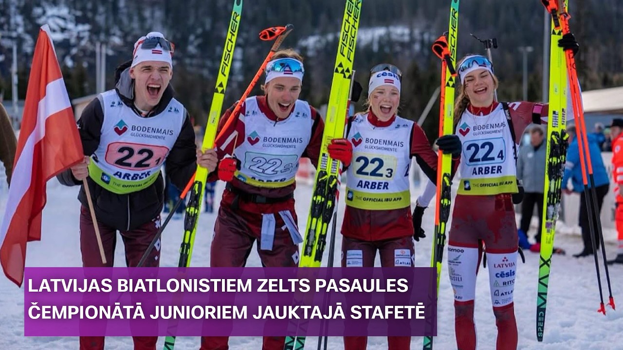 Latvijas biatlonistiem zelts pasaules čempionātā junioriem jauktajā stafetē I Sporta Studija