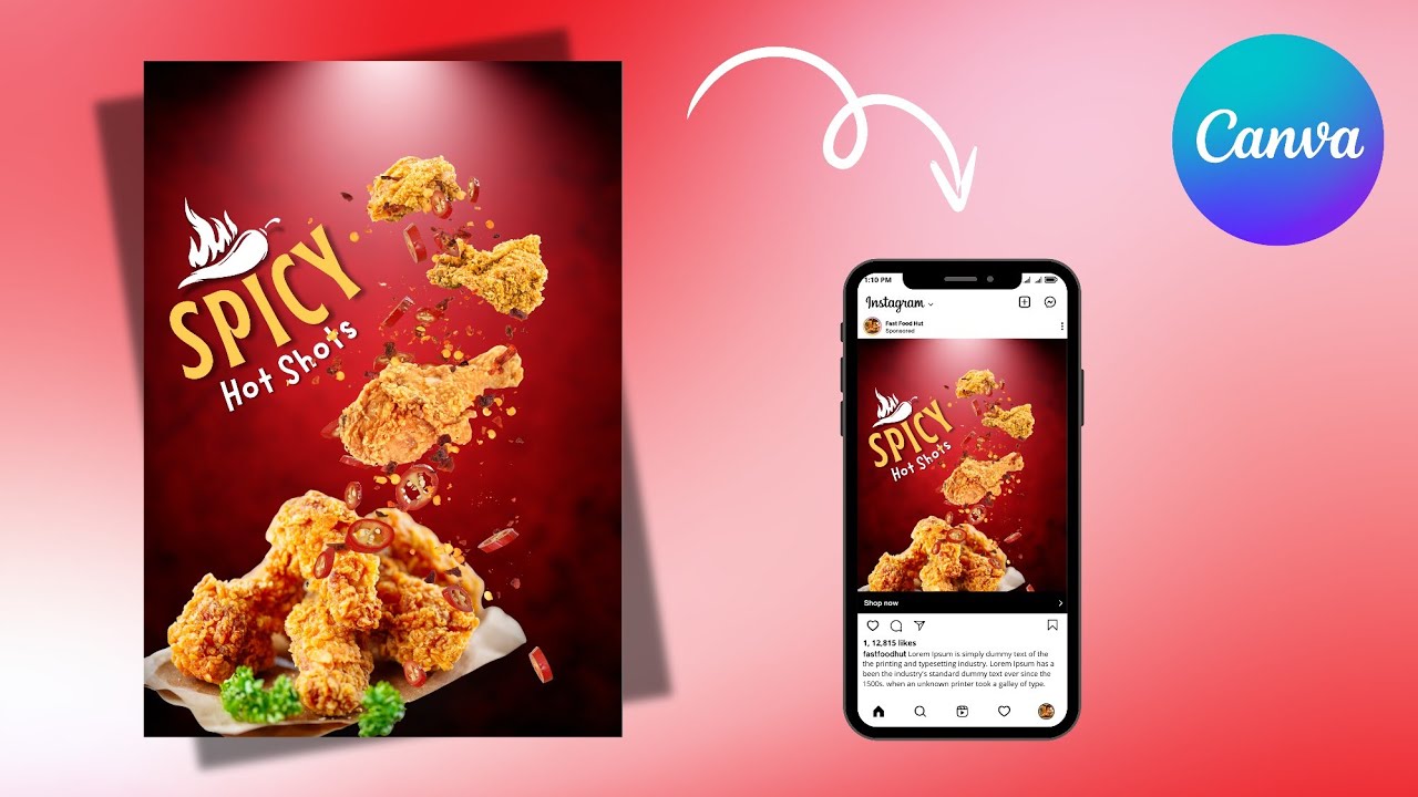 Advertising Food Poster Design in Canva | Social Media Ads Design
