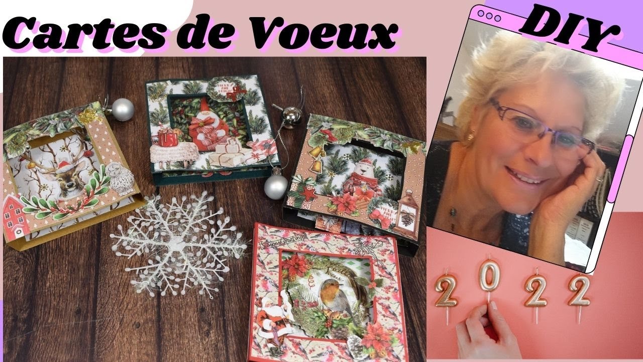 🟣 Comment fabriquer des CARTES VOEUX Cadre Scène, Histoire en Papier 100% Action SCRAP Tuto DIY ©A63