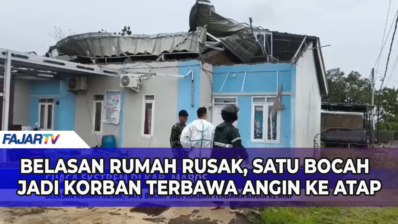 BELASAN RUMAH RUSAK, SATU BOCAH  JADI KORBAN TERBAWA ANGIN KE ATAP