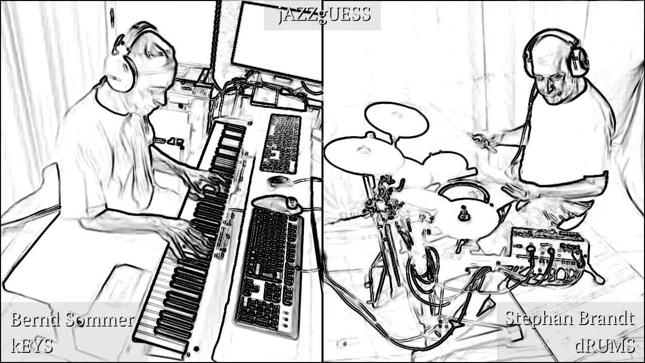 GIANT STEPS 2022-07-15. Bernd Sommer (piano). Stephan Brandt (drums). jAZZgUESS - Skizze