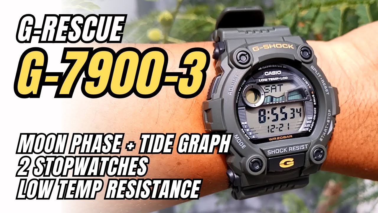 Casio G-Shock G-Rescue G-7900 Full Review: Low Temp Resistance, Tide Graph, Moon Phase, G7900