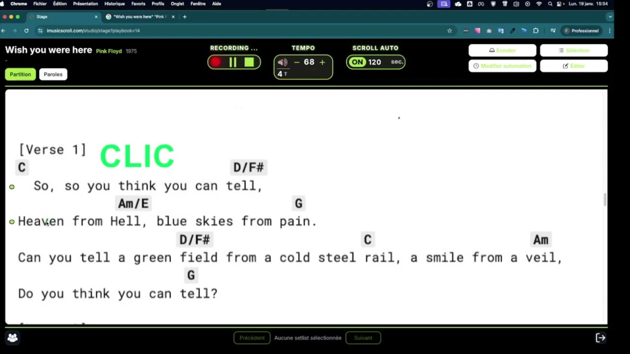 iMusic Scroll : ajout d'un morceau, enregistrement de l'automation  et   lecture synchronisée.