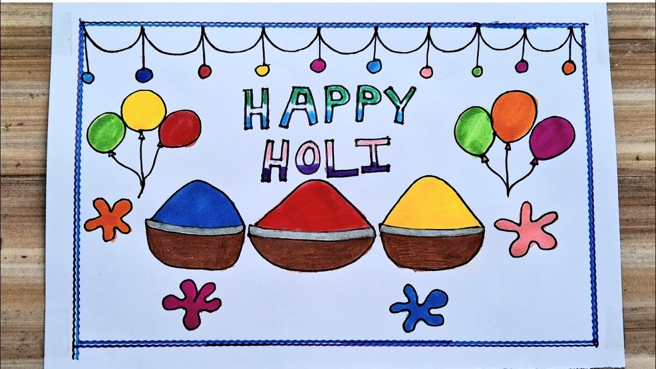 Happy Holi Poster Drawing / Holi DrawingEasy / Drawing Happy Holi 2026 / Poster Drawing 