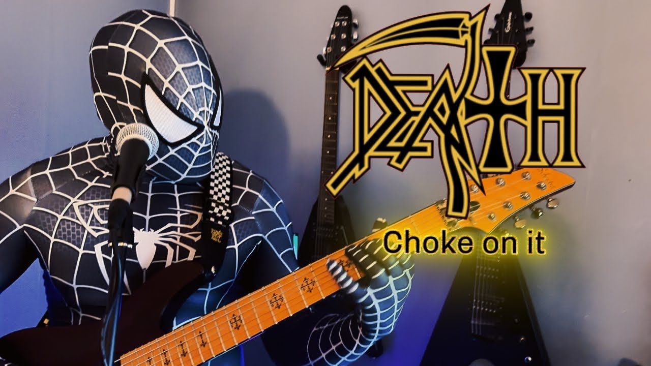 Death - Choke on it (Chuck Schuldiner Lead guitar cover vocal with Rick Rozz solo and lyrics video)